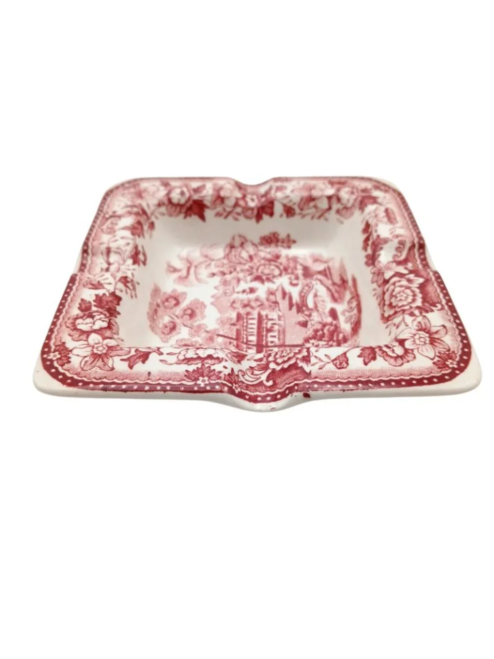 Clarice Cliff Tonquin Pair Ashtrays Red Transferware 4 Inch England